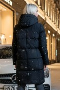 Купить Куртка зимняя женская с капюшоном удлиненная стеганная черного цвета 9629Ch, фото 2