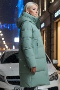 Купить Куртка зимняя женская с капюшоном удлиненная стеганная зеленого цвета 9629Z, фото 2