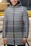 Купить Куртка мужская удлинённая стёганая с капюшоном и графеновой подкладкой серого цвета 9629_1Sr, фото 4