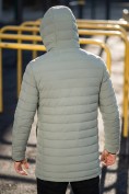 Купить Куртка мужская удлинённая стёганая с капюшоном и графеновой подкладкой зеленого цвета 9629_1Z, фото 3