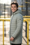 Купить Куртка мужская удлинённая стёганая с капюшоном и графеновой подкладкой зеленого цвета 9629_1Z, фото 2
