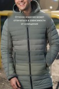 Купить Куртка мужская удлинённая стёганая с капюшоном и графеновой подкладкой зеленого цвета 9629_1Z, фото 4
