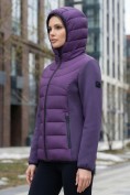 Купить Куртка женская гибридная стёганая с капюшоном с графеновой подкладкой фиолетового цвета 9630_1F, фото 2