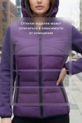 Купить Куртка женская гибридная стёганая с капюшоном с графеновой подкладкой фиолетового цвета 9630_1F, фото 4