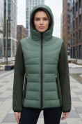 Купить Куртка женская гибридная стёганая с капюшоном с графеновой подкладкой цвета хаки 9630_1Kh