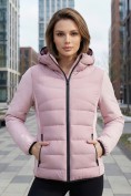Купить Куртка женская гибридная стёганая с капюшоном с графеновой подкладкой розового цвета 9630_1R