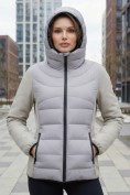 Купить Куртка женская гибридная стёганая с капюшоном с графеновой подкладкой серого цвета 9630_1Sr