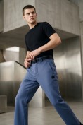 Купить Мужские утепленные брюки из софтшелла с флисом и регулируемым ремнем синего цвета 9633_1S