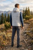 Купить Мужской лёгкий стёганый жилет Valianly с капюшоном серого цвета 9635_1Sr, фото 3