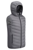 Купить Мужской лёгкий стёганый жилет Valianly с капюшоном темно-серого цвета 9635_1TC, фото 6