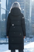 Купить Пальто утепленное стеганное зимнее с капюшоном женское черного цвета 9636_1Ch, фото 3