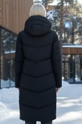 Купить Пальто утепленное стеганное зимнее с капюшоном женское черного цвета 9639Ch, фото 4