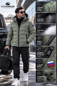 Купить Мужская зимняя стёганая куртка с графеновой подкладкой зеленого цвета 9651Z
