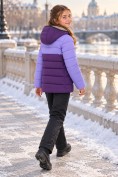 Купить Куртка для девочки стёганая зимняя с капюшоном фиолетового цвета 9656_2F, фото 4