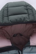 Купить Куртка для девочки стёганая зимняя с капюшоном цвета хаки 9656_2Kh, фото 4