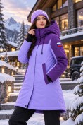 Купить Женская зимняя парка с графеновой подкладкой фиолетового цвета 9658F, фото 2