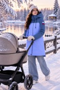 Купить Женская зимняя парка с графеновой подкладкой синего цвета 9658S, фото 4