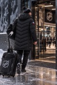 Купить Мужская удлинённая зимняя куртка с V-образной стёжкой черного цвета 9659Ch, фото 3