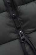 Купить Мужская удлинённая зимняя куртка с V-образной стёжкой цвета хаки 9659Kh, фото 10