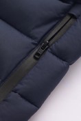 Купить Мужская удлинённая зимняя куртка с V-образной стёжкой темно-синего цвета 9659TS, фото 9