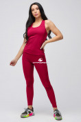 Купить Спортивный костюм для фитнеса женский бордового цвета 21104Bo, фото 3