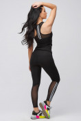 Купить Спортивный костюм для фитнеса женский черного цвета 21106Ch