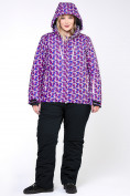 Купить Костюм горнолыжный женский большого размера фиолетового цвета 018112F, фото 13