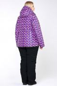 Купить Костюм горнолыжный женский большого размера фиолетового цвета 018112F, фото 14