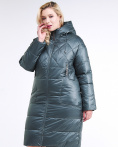 Купить Куртка зимняя женская стеганная темно-зеленого цвета 105-918_16TZ, фото 4