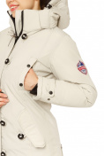 Оптом Куртка парка зимняя женская бежевого цвета 1802B, фото 7