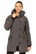 Купить Куртка парка зимняя женская темно-серого цвета 1802TC, фото 2