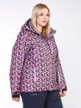 Купить Куртка горнолыжная женская большого размера малинового цвета 18112M, фото 4