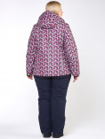 Купить Куртка горнолыжная женская большого размера малинового цвета 18112M, фото 5