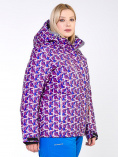 Купить Куртка горнолыжная женская большого размера фиолетового цвета 18112F, фото 2