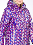 Купить Куртка горнолыжная женская большого размера фиолетового цвета 18112F, фото 7