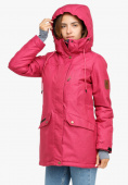 Купить Куртка парка зимняя женская малинового цвета 18113М, фото 4