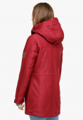 Оптом Куртка парка зимняя женская бордового цвета 18113B, фото 4