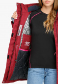 Оптом Куртка парка зимняя женская бордового цвета 18113B, фото 7