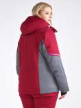 Оптом Куртка горнолыжная женская большого размера бордового цвета 1934Bo, фото 3