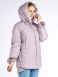 Купить Куртка зимняя женская молодежная с помпонами розового цвета 1943_12R, фото 5