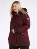 Оптом Куртка парка зимняя женская большого размера бордового цвета 19491Bo, фото 6
