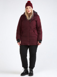 Оптом Куртка парка зимняя женская большого размера бордового цвета 19491Bo