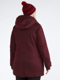 Оптом Куртка парка зимняя женская большого размера бордового цвета 19491Bo, фото 12