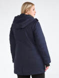Оптом Куртка парка зимняя женская большого размера темно-синего цвета 19491TS, фото 6