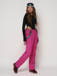 Купить Полукомбинезон брюки горнолыжные женские малинового цвета 2221M, фото 2