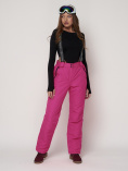 Купить Полукомбинезон брюки горнолыжные женские малинового цвета 2221M, фото 6