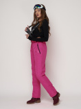 Купить Полукомбинезон брюки горнолыжные женские малинового цвета 2221M, фото 7
