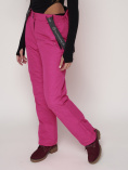 Купить Полукомбинезон брюки горнолыжные женские малинового цвета 2221M, фото 9