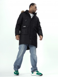 Купить Парка мужская зимняя с мехом черного цвета 2223Ch, фото 13