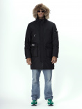 Купить Парка мужская зимняя с мехом черного цвета 2223Ch, фото 18